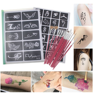Airbrush Stencils Templates Brush Set Small Glitter Drawing Tattoo Body Paint Butterfly Cute Cartoon Makeup Face Paint 446pcs