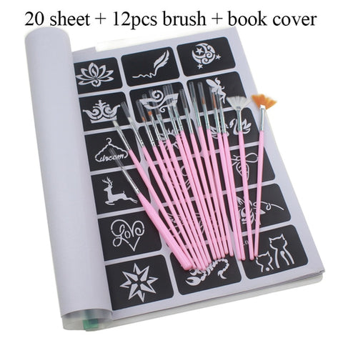 Airbrush Stencils Templates Brush Set Small Glitter Drawing Tattoo Body Paint Butterfly Cute Cartoon Makeup Face Paint 446pcs