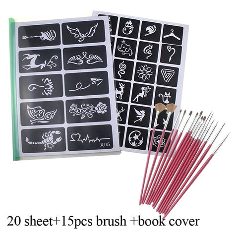 Airbrush Stencils Templates Brush Set Small Glitter Drawing Tattoo Body Paint Butterfly Cute Cartoon Makeup Face Paint 446pcs