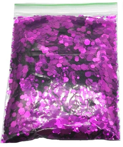 Chunky Metallic, Iridescent Cosmetic Glitter Mix For Festival & Creative Makeup, Slime and Crafts, 50g  | Body Glitter 25 Colors