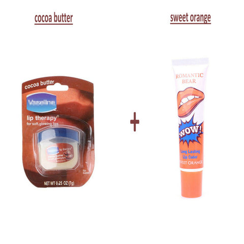 Pure Petroleum Jelly Protectant Moisturizer Anti Dry & Chapped Lip Balm+Romantic Bear Long Lasting Lip Color Lipstick Lip Tatoo