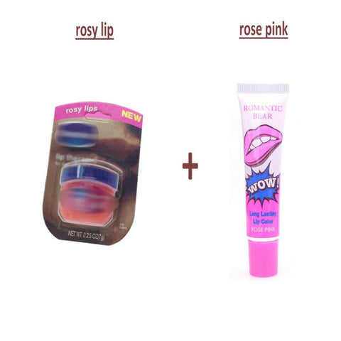 Pure Petroleum Jelly Protectant Moisturizer Anti Dry & Chapped Lip Balm+Romantic Bear Long Lasting Lip Color Lipstick Lip Tatoo