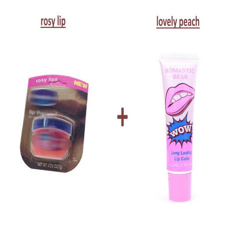 Pure Petroleum Jelly Protectant Moisturizer Anti Dry & Chapped Lip Balm+Romantic Bear Long Lasting Lip Color Lipstick Lip Tatoo