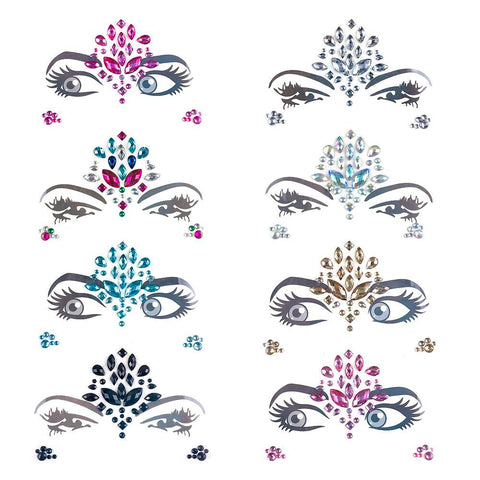 1PC Christmas DIY Eyebrow Face Body Art Adhesive Crystal Glitter Jewels Festival Party Eye Tattoo Stickers Makeup Xmas Decor 40