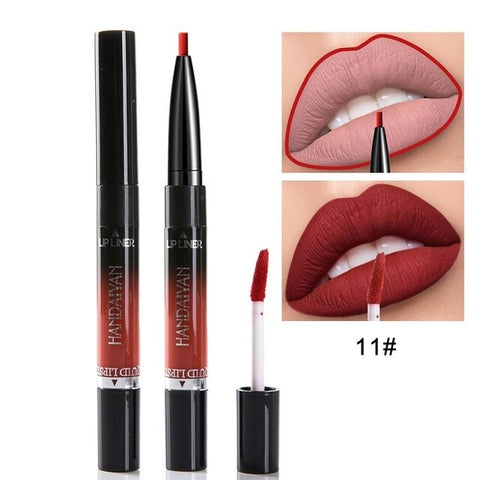 2019 HANDAIYAN 2 In 1 Lip Liner Matte Lip Pencil 14Color Waterproof Nude Color Moisturizing Lipstick Long-lasting Lips Llipliner