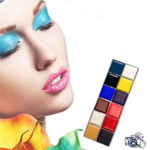 12 Colors Flash Tattoo Face Body Paint Oil Painting Art Temporary Safe Non-Toxic Glowing Painting Make Up Tools