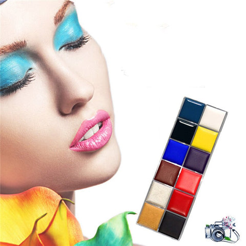 12 Colors Flash Tattoo Face Body Paint Oil Painting Art Temporary Safe Non-Toxic Glowing Painting Make Up Tools